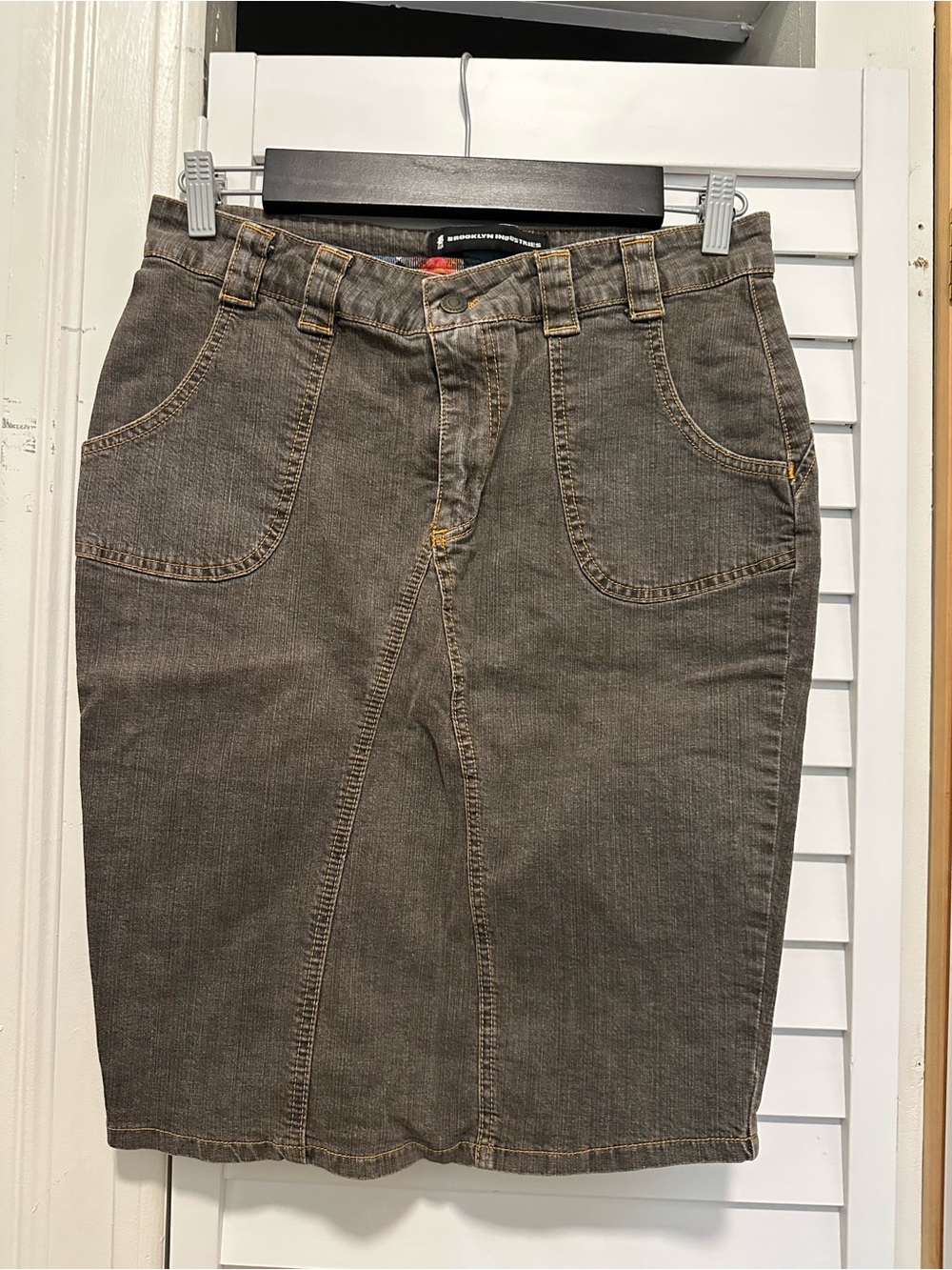 Brooklyn Industries Gray Denim Skirt with Multicolor Accent